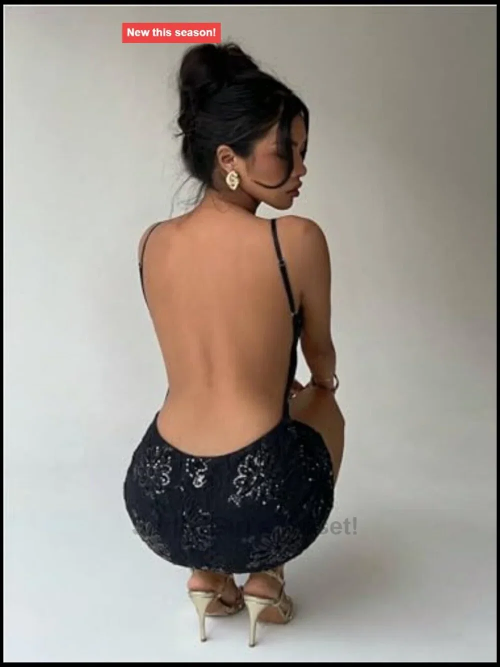 Embroidered Backless Bodycon Mini Dress Sleeveless Floral Party Club Cocktail